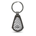 Ford Mustang Script Silver Genuine Carbon Fiber Black Metal Teardrop Key Chain Official Licensed 