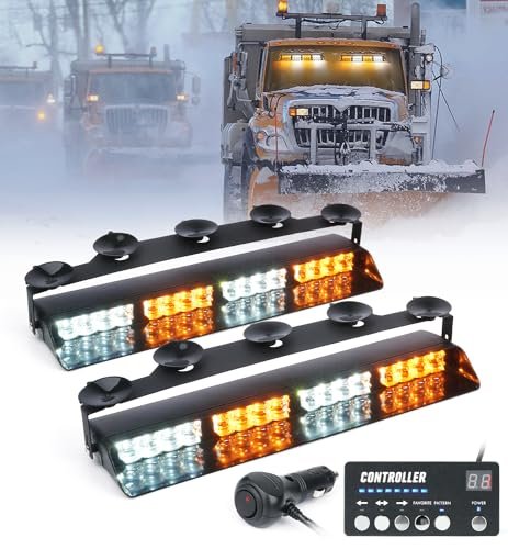 Lumenix White Amber Led Emergency Dash Strobe Lights Controller Windshield Deck Safety Flashing Traffic Warning Split Light Bar