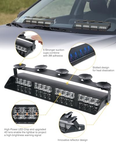 Lumenix White Amber Led Emergency Dash Strobe Lights Controller Windshield Deck Safety Flashing Traffic Warning Split Light Bar