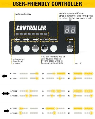 Lumenix White Amber Led Emergency Dash Strobe Lights Controller Windshield Deck Safety Flashing Traffic Warning Split Light Bar