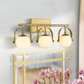 Modern Bathroom Vanity Light Fixtures 3-light In Gold Finish With Frosted-glass Globe Glass 22 75 Inch Lights For Lms-079 