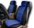 Custom Fit Front Seat Covers For 1996 2000 Chrysler Sebring Convertible Black And Blue Artificial Leather Set Of 2 