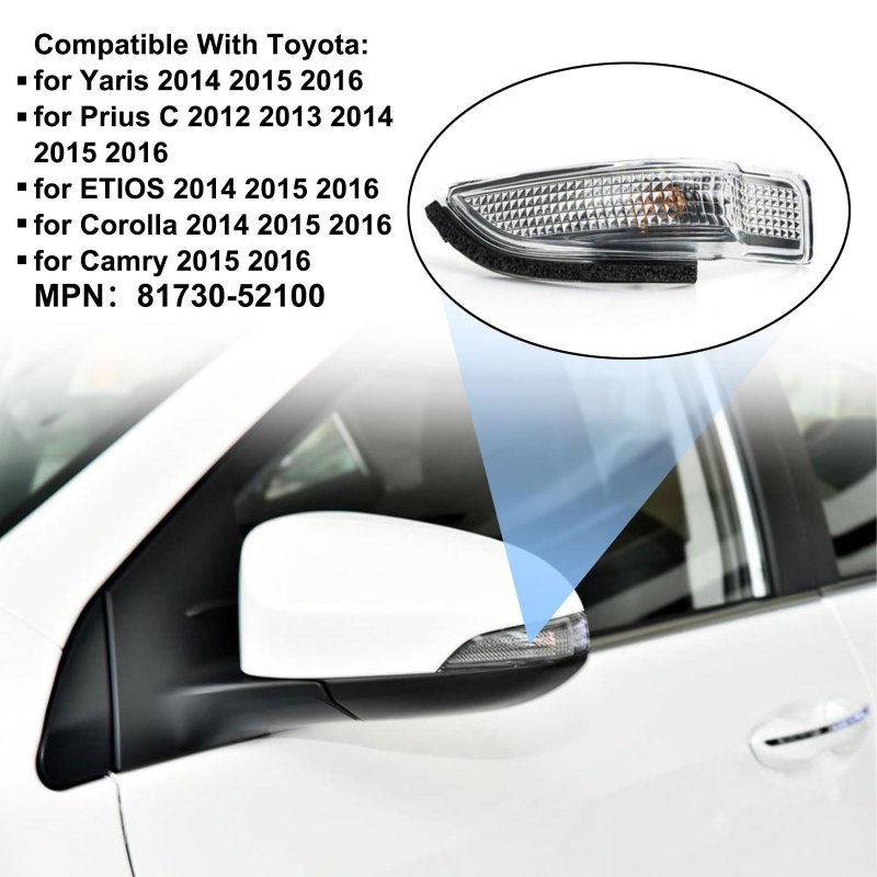 81730-52100 Right Passenger Side Mirror Light Turn Signal Lamp For Toyota Corolla 2014-2016 Camry 2015-2016 Yaris Prius 2012
