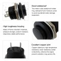 10pcs 2024 Upgraded Normally Open 16mm Round Momentary 2 Pins Metal Push Button Switch Black