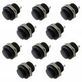 10pcs 2024 Upgraded Normally Open 16mm Round Momentary 2 Pins Metal Push Button Switch Black