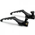 Krator Black Hand Levers Skull Cross Grooved Replaceable Medallion Emblems Compatible With Harleys