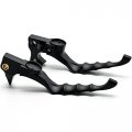Krator Black Hand Levers Skull Cross Grooved Replaceable Medallion Emblems Compatible With Harleys
