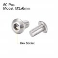 Uxcell M3x6mm Machine Screws Hex Socket Round Head Screw 304 Stainless Steel Fasteners Bolts 50pcs