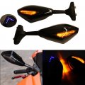 Led Turn Signal Indicator Rearview Mirrors For Honda Cbr600 F4 Cbr900rr Yamaha Yzf R6 Suzuki Gsxr Kawasaki Zx6r Glossy Black 