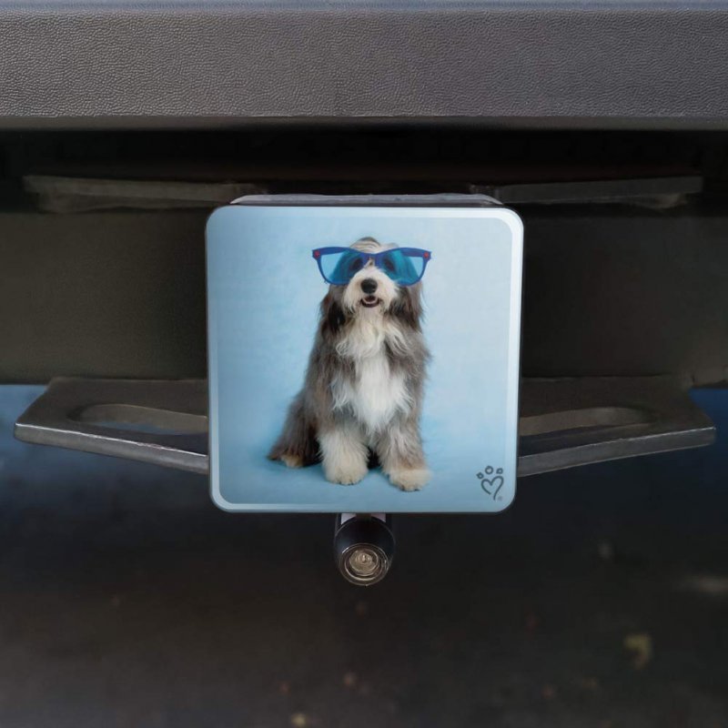 Sheepdog Bearded Collie Dog Giant Blue Sunglasses Tow Trailer Hitch Cover Plug Insert