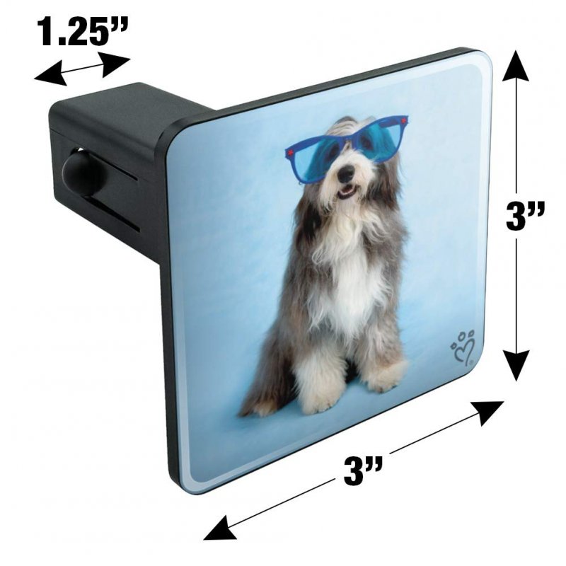 Sheepdog Bearded Collie Dog Giant Blue Sunglasses Tow Trailer Hitch Cover Plug Insert