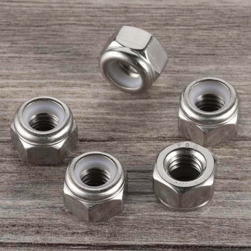 1 23 Nylon Insert Hex Lock Nuts 304 Stainless Steel 18-8 Bright Finish Pack Of 10 1 2 In 13 Thread Size