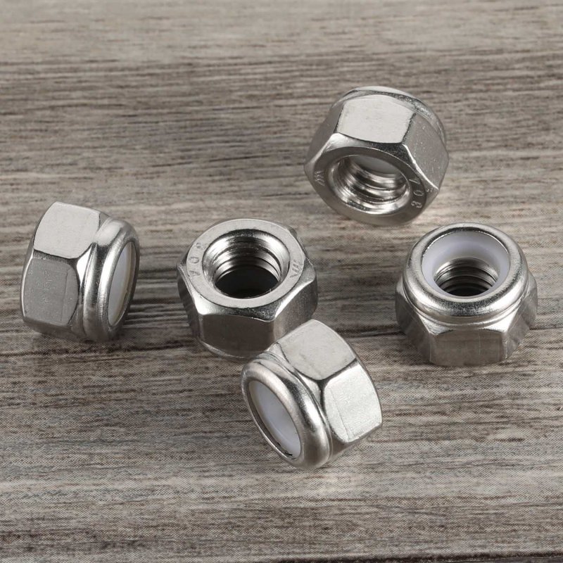 1 23 Nylon Insert Hex Lock Nuts 304 Stainless Steel 18-8 Bright Finish Pack Of 10 1 2 In 13 Thread Size