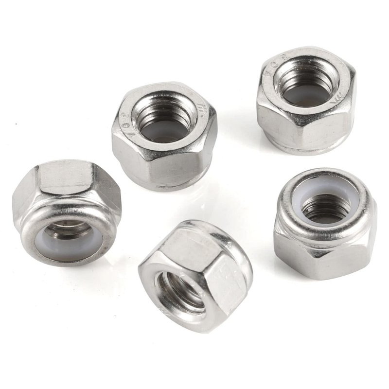 1 23 Nylon Insert Hex Lock Nuts 304 Stainless Steel 18-8 Bright Finish Pack Of 10 1 2 In 13 Thread Size