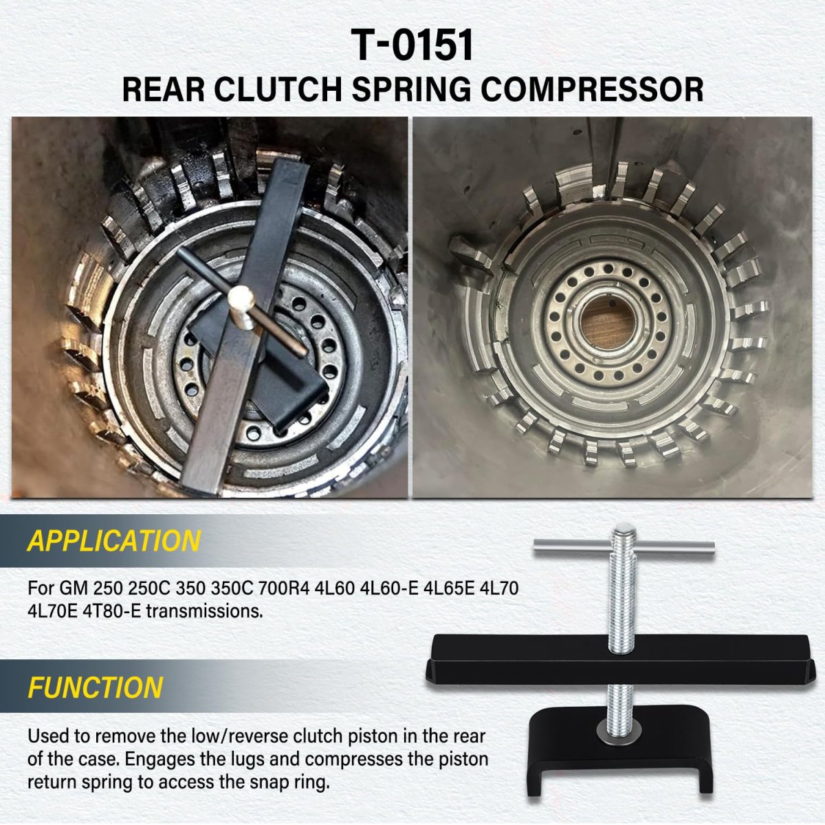 Front Pump Alignment Band Tool J-36418-c St-1503 Teflon Seal Installer Resizer T-0151 Rear Clutch Spring Compressor