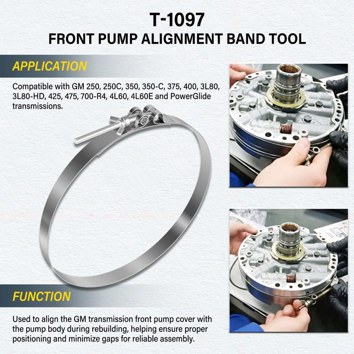 Front Pump Alignment Band Tool J-36418-c St-1503 Teflon Seal Installer Resizer T-0151 Rear Clutch Spring Compressor