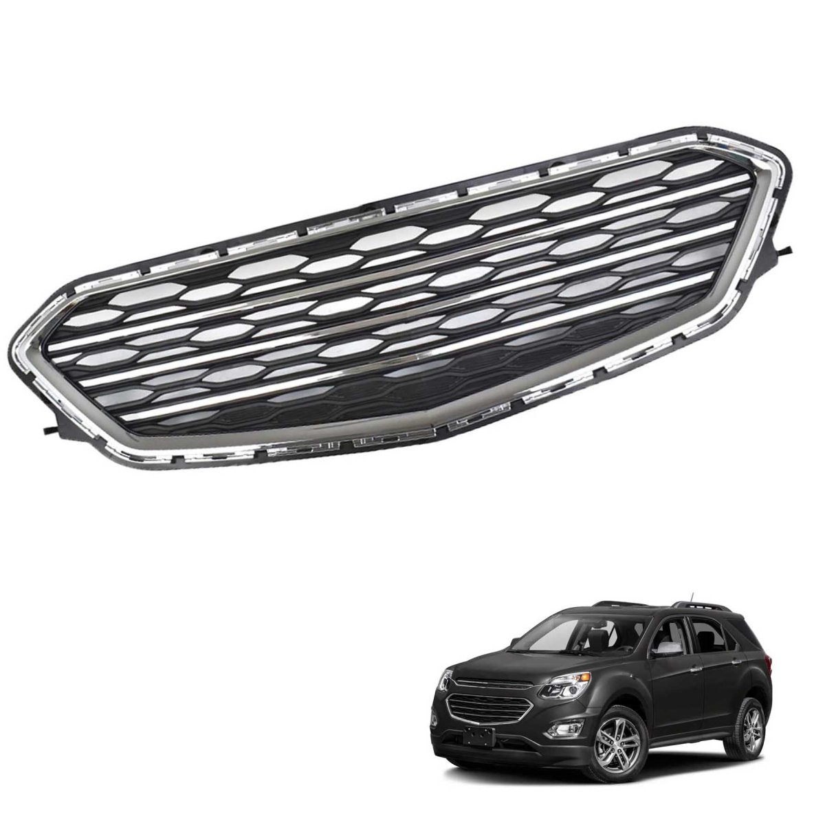 Grille Front Middle Lower Chrome Covers Inserts Replacement For 2016 2017 Equinox 23370469