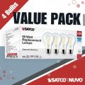 Satco S12465 8a19 Cl Led E26 950 4pk 120v Watt A19 Led Clear 5000k Medium Base 120 Volt For Use At Residential Hospitality