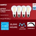 Satco S12465 8a19 Cl Led E26 950 4pk 120v Watt A19 Led Clear 5000k Medium Base 120 Volt For Use At Residential Hospitality