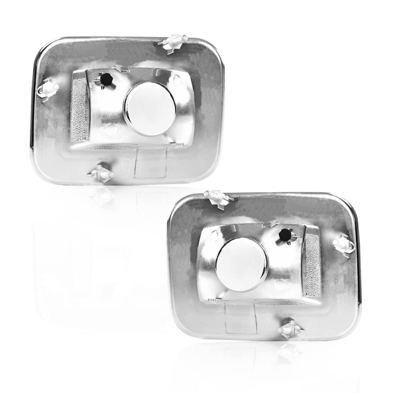 Front Clear Chrome Parking Signal Light Set For 2003-2008 H2 Hummer And 2005-2008 Sut White Halogen Waterproof Assemblies