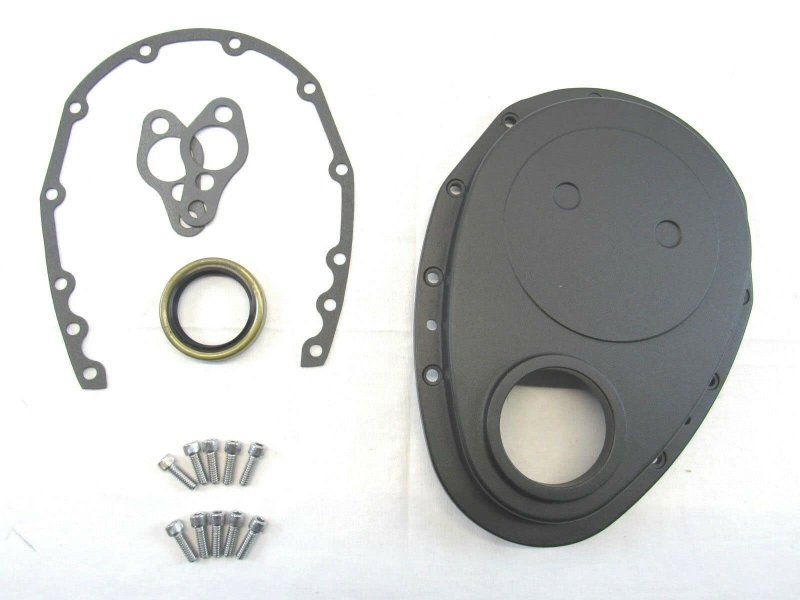 Small Block Chevy 327 350 383 Aluminum Timing Cover Kit W Seal Black E45201bk