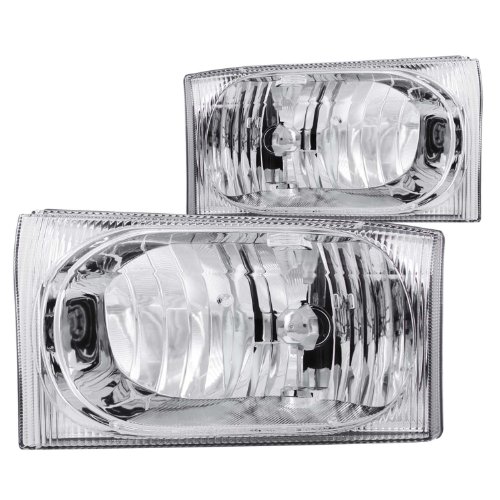 Ford Crystal Chrome Headlight Assembly 111023 Sold In Pairs Waterproof Polycarbonate Clear Lens For Car Front Position