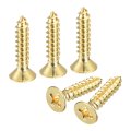 40pcs Brass Wood Screws M3 5 X 16mm Phillips Flat Head Self Tapping Woodworking Screw For Door Hinges Wooden Furniture Home 
