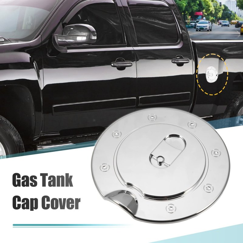 Chrome Plated Fuel Tank Filler Cap Cover For Gmc Sierra 3500 And Chevrolet Silverado Silver Tone Stick On Gas Door Decoration 0