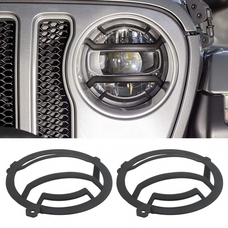 Led Headlight Protector Guard Protective Headlamp Cover Replacement For Jeep Wrangler Jl 2018 And Up 2 Pieces Abs Black Grill