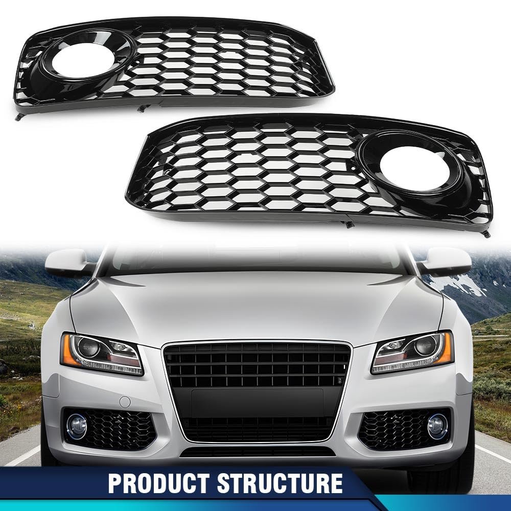 Bumper Fog Light Lamp Grill Cover Honeycomb For Audi A5 S Line5 B8 Rs5 2008 2012 Fits S Only Black 1 Pair