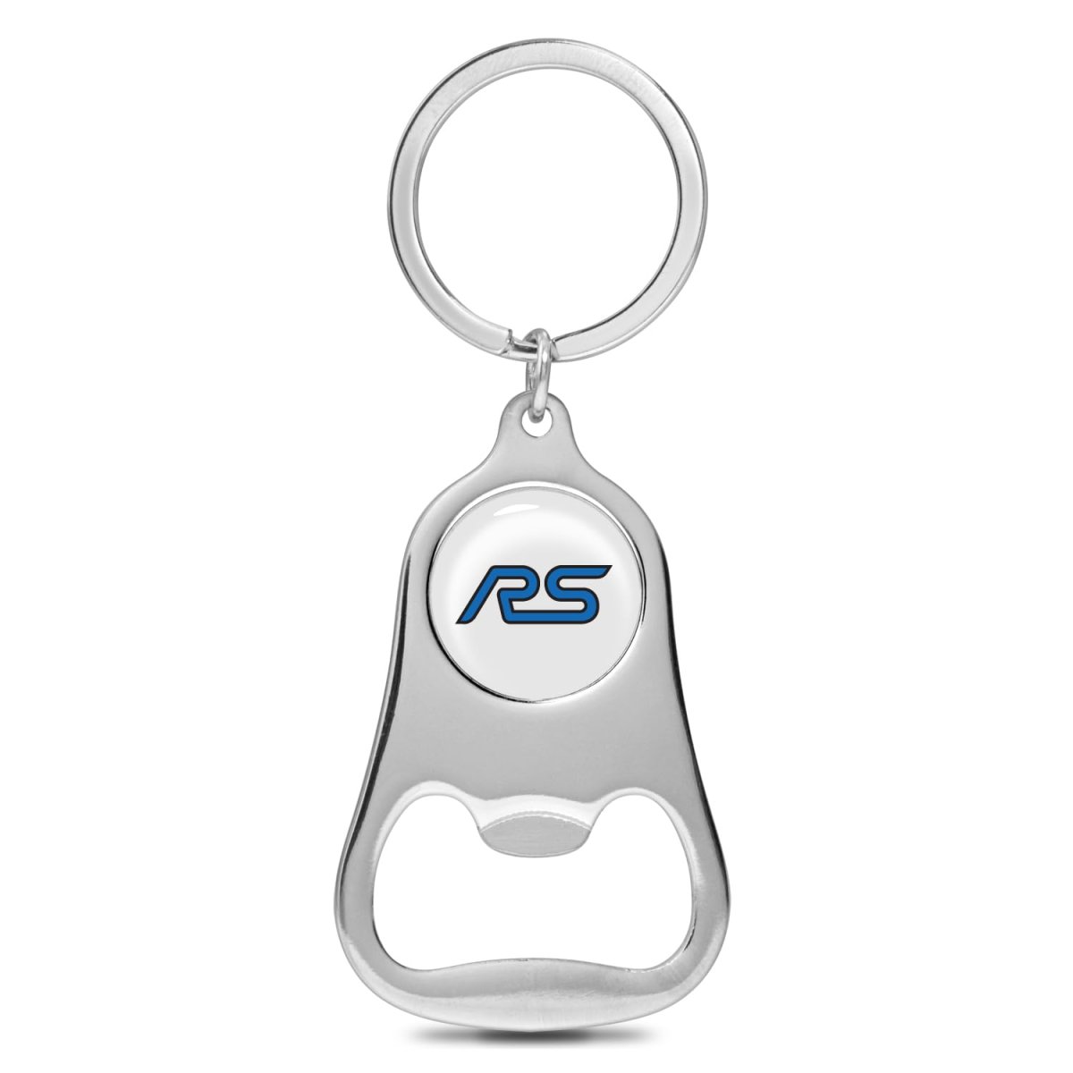 Ford Rs White Logo Chrome Finish Flat Bottle Opener Metal Key Chain 2 25 In X 1 5 Modern Style Unisex Adult Accessory