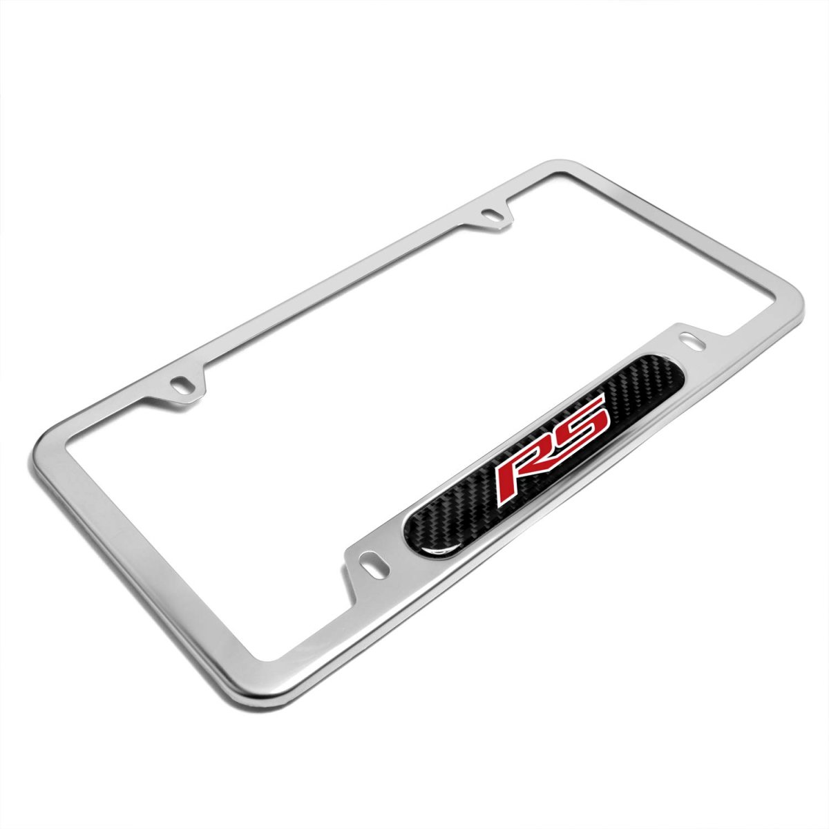 Chevrolet Camaro Rs Real Carbon Fiber Nameplate Chrome Stainless Steel License Plate Frame 12 In X 6 Universal Fit For Car
