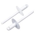 50pcs 3 16 X3 8 Aluminum Blind Rivets Grip And Steel Mandrel Large Flange Fastener For Metal Furniture Automotive White 