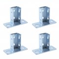 4pcs Strut Channel Bracket 2 Hole Square Mount Post Base For Fire Single Carbon Steel Q235 5mm Thick 100mm 3 9in Height 
