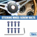 X Autohaux 8pcs M5x0 8 Round Head Car Steering Wheel Screw Bolts Taper With Wrench Colorful