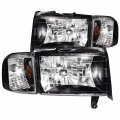Headlightsdepot Black Housing Halogen Headlights For Dodge Ram 1500 2500 3500 1994-2002 Includes Left Driver And Right 