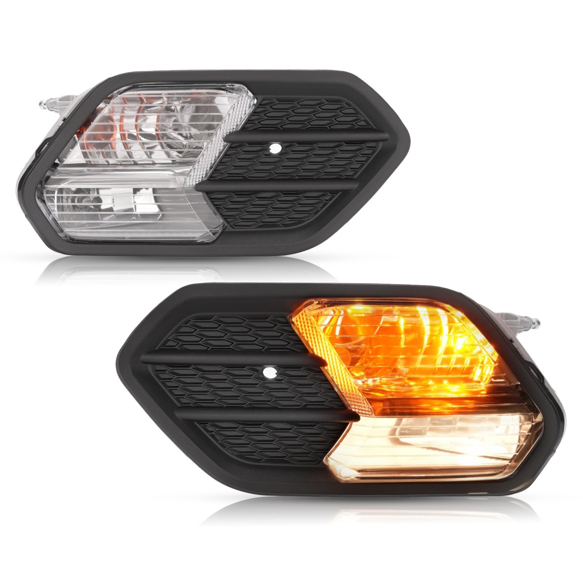 Pair Fog Light And Bezel For 2017 2019 Ford Escape Kuga Front Bumper Lamp With Clear Lens Black Cover Trim Driver Passenger