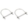 M8 U-bolts 2 Sets 102mm 4 Inner Width 130mm Length 304 Stainless Steel Round Bend U Clamp With Nuts And Plates For Ski Boat 