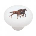 Gotham Decor Running Horses Ceramic Drawer Knob 