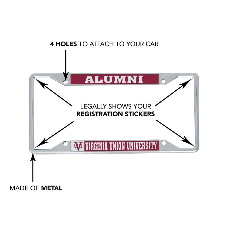 Virginia Union University Panthers License Plate Frame Officially Licensed Metal Car Tag Holder For Us And Canadian Plates 6 25