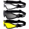 Global Vision Z-33 Padded Motorcycle Riding Skydiving Goggles Clear Smoke Yellow