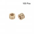 Uxcell Knurled Insert Nuts 100pcs M4 X 4mm L 6mm Od Female Thread Brass Threaded Embedment Nut For 3d Printer