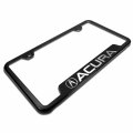 Au-tomotive Gold Laser Etched Logo Cut-out License Plate Frame For Acura Chrome On Black