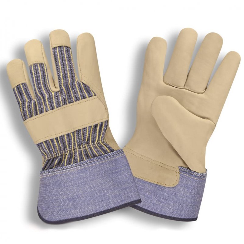 Cordova 8305m Standard Grain Leather Palm Gloves Striped Canvas Back Rubberized Safety Cuff Medium 12-pack