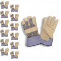 Cordova 8305m Standard Grain Leather Palm Gloves Striped Canvas Back Rubberized Safety Cuff Medium 12-pack