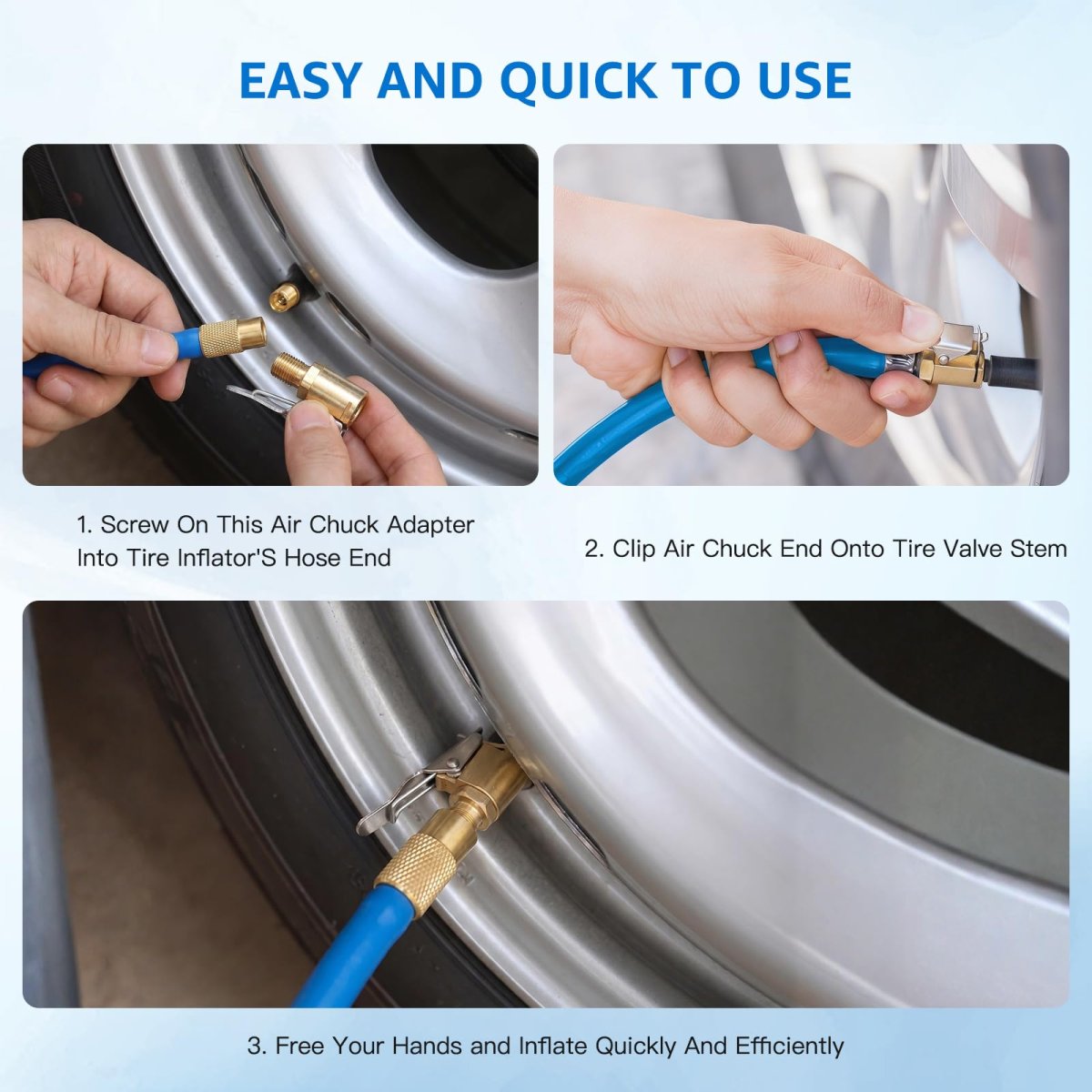 4x Tire Inflator Chuck With Clamp Adapter Nozzle Valve Threads