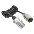 7 Pin Metal European Standard Trailer Plug Extension Cable For Car Power Supply Wire 2 Meter Connector Commercial Vehicle Black
