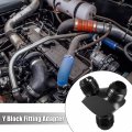 X Autohaux Aluminum Alloy Y Shape Block Fitting Adapter Fuel 12an To An12 Male Thread Black