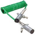 Single Pole Coiled Power Cable 15 Ft Tailgate Lift Battery Charging 4 Gauge Green Jacketed With Zinc Die Cast Plugs Model 