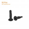 Uxcell St4 8x19mm Sheet Metal Screws 50pcs Black Oxide Zinc Plating Flat Head Phillips Drive Self Drilling